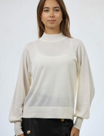 Cotton & Cashmere Blend Mock Neck Sweater